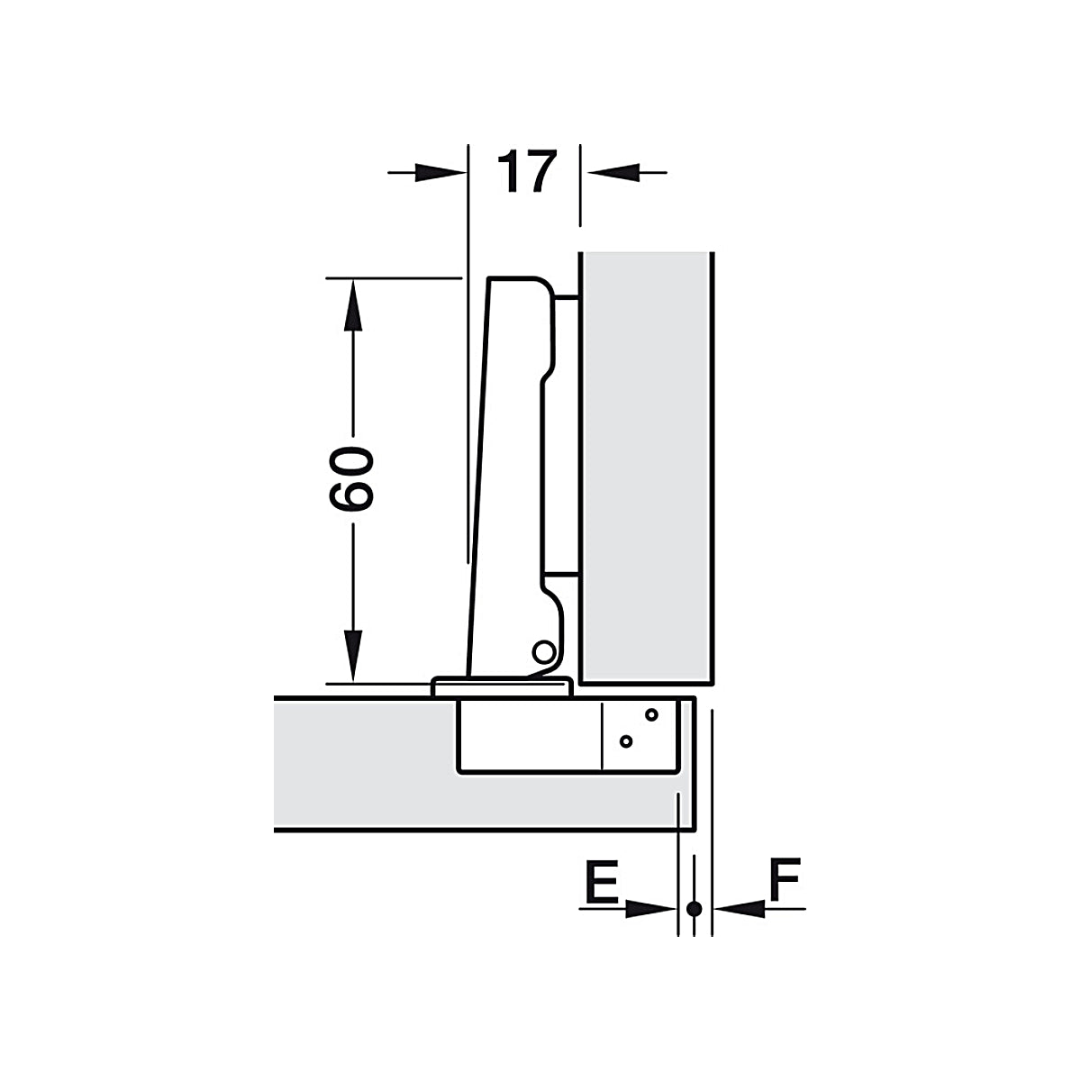 Bản lề Hafele Metalla A 110° tiêu chuẩn không giảm chấn - Lắp trùm nửa