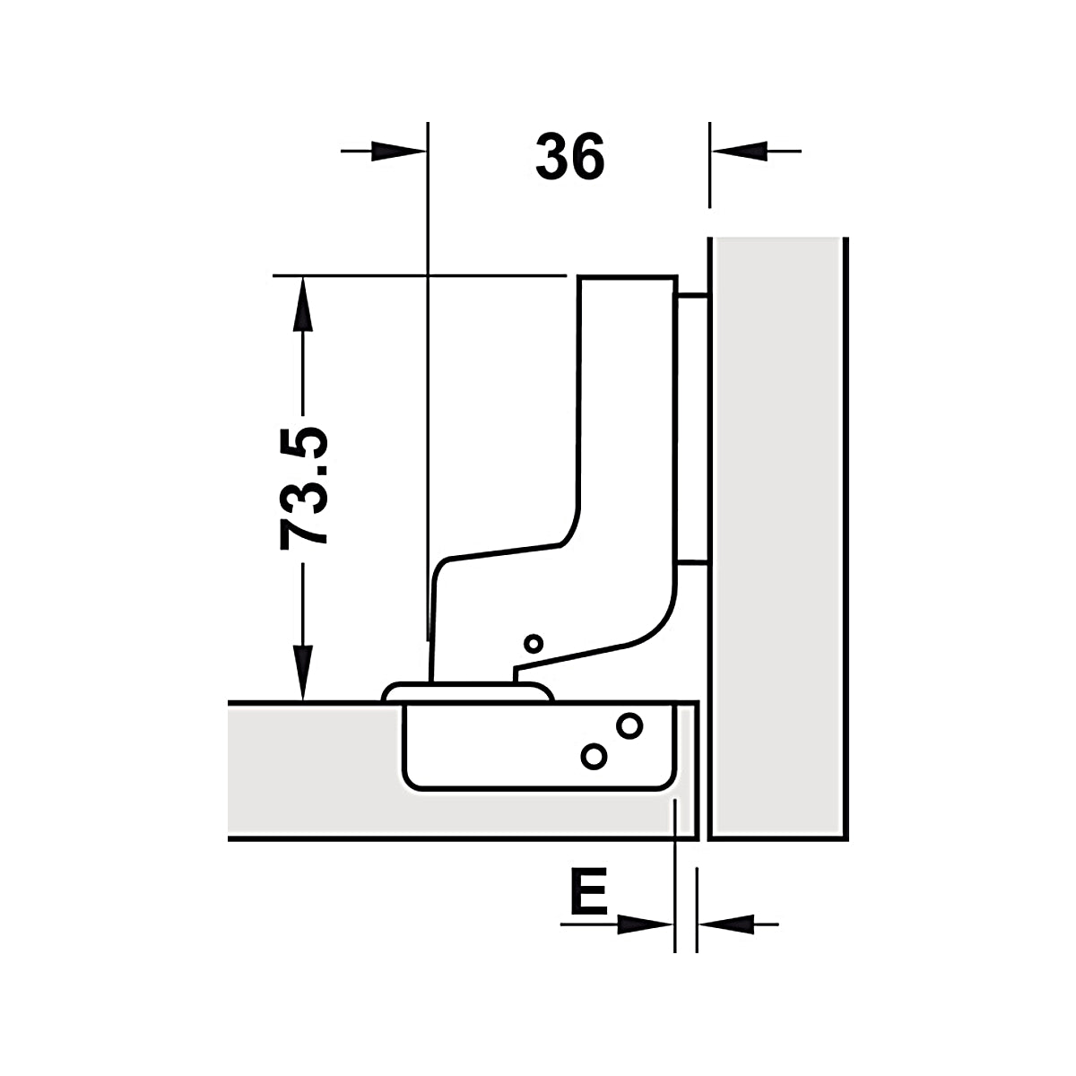 Bản lề Hafele Metalla SM 110° Tiêu chuẩn - Lắp lọt lòng