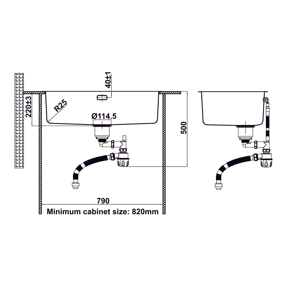 Chậu bếp Inox Hafele Satin R25 HS24-SSN1S-760
