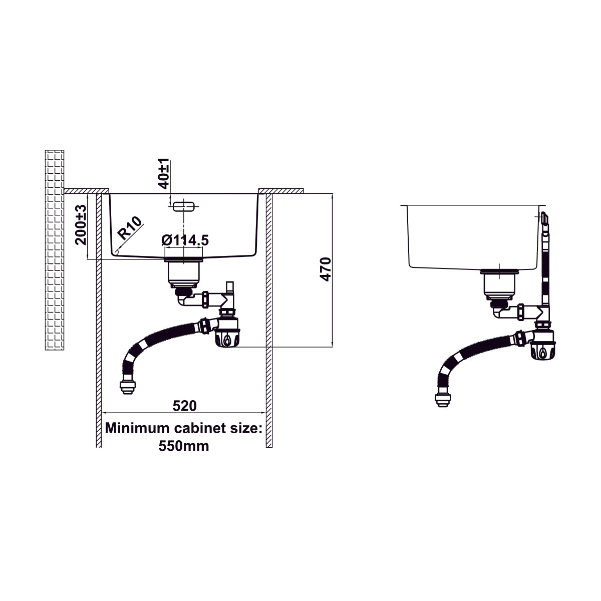 Chậu bếp Inox Hafele Satin R10 HS24-SSN1S-490