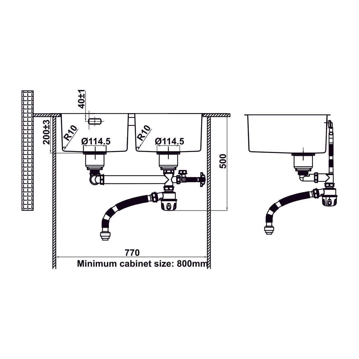 Chậu bếp Inox Hafele Satin R10 HS24-SSN2S-750