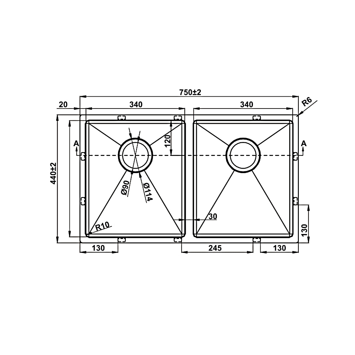 Chậu inox Hafele - HS22-SSN2S90P