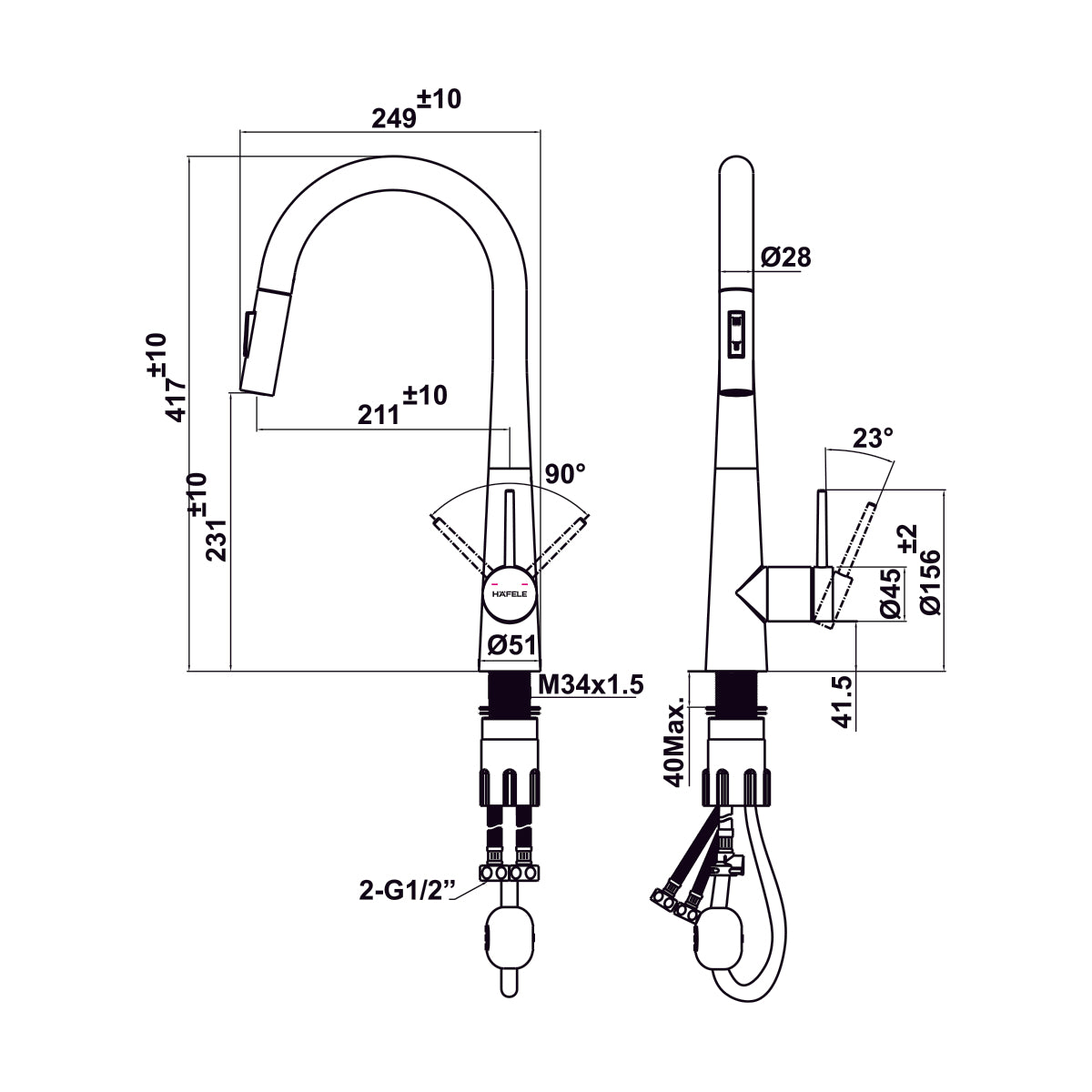 Vòi bếp Hafele HT24-SH1P417