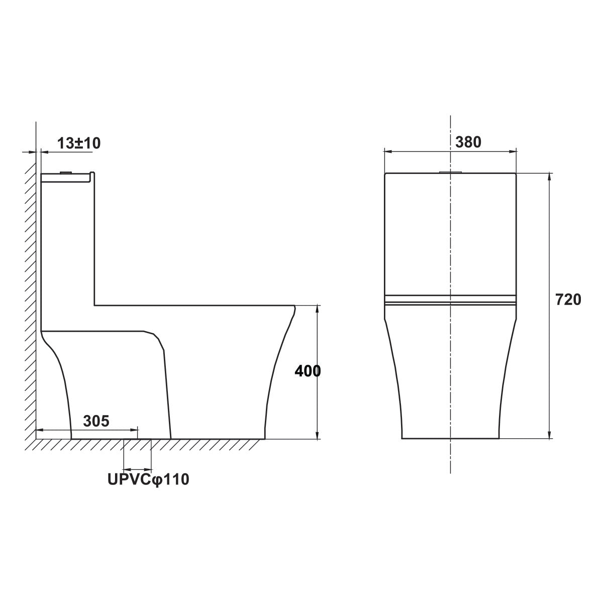 Bồn cầu một khối Hafele kích thước 720x385x715mm