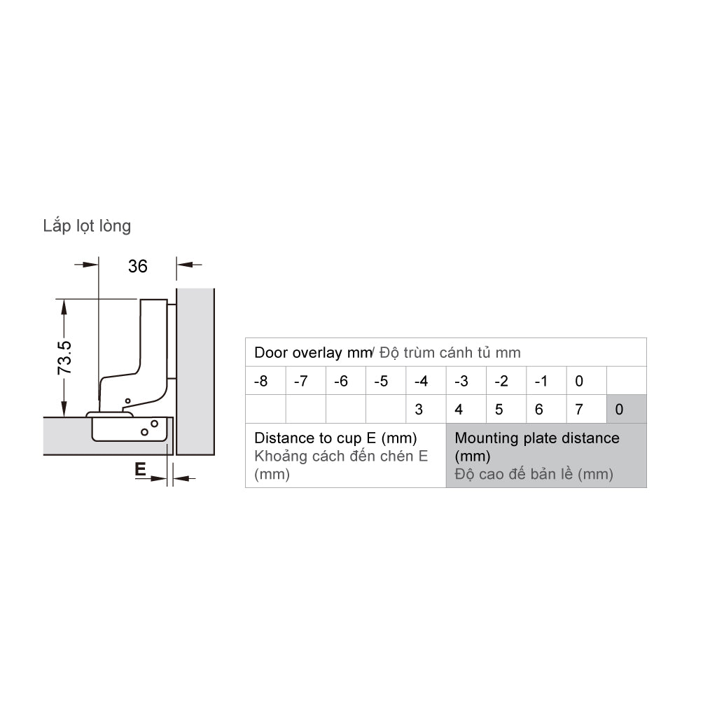 Bản lề Hafele METALLA SM 110 độ, giảm chấn, Inox 304, trọn bộ DIY
