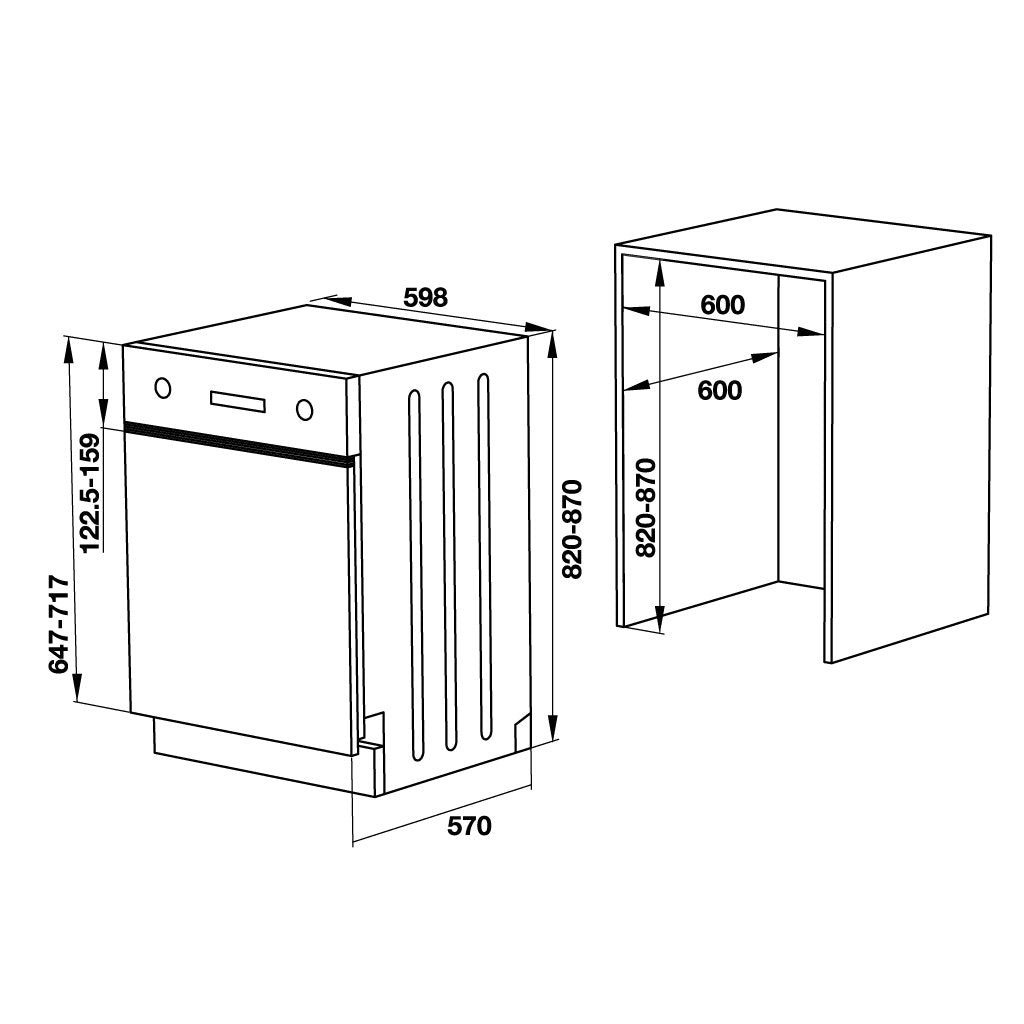 Máy rửa chén bán âm mặt đen Hafele HDW-HI60B, 15 bộ đồ ăn Châu Âu, 60 cm