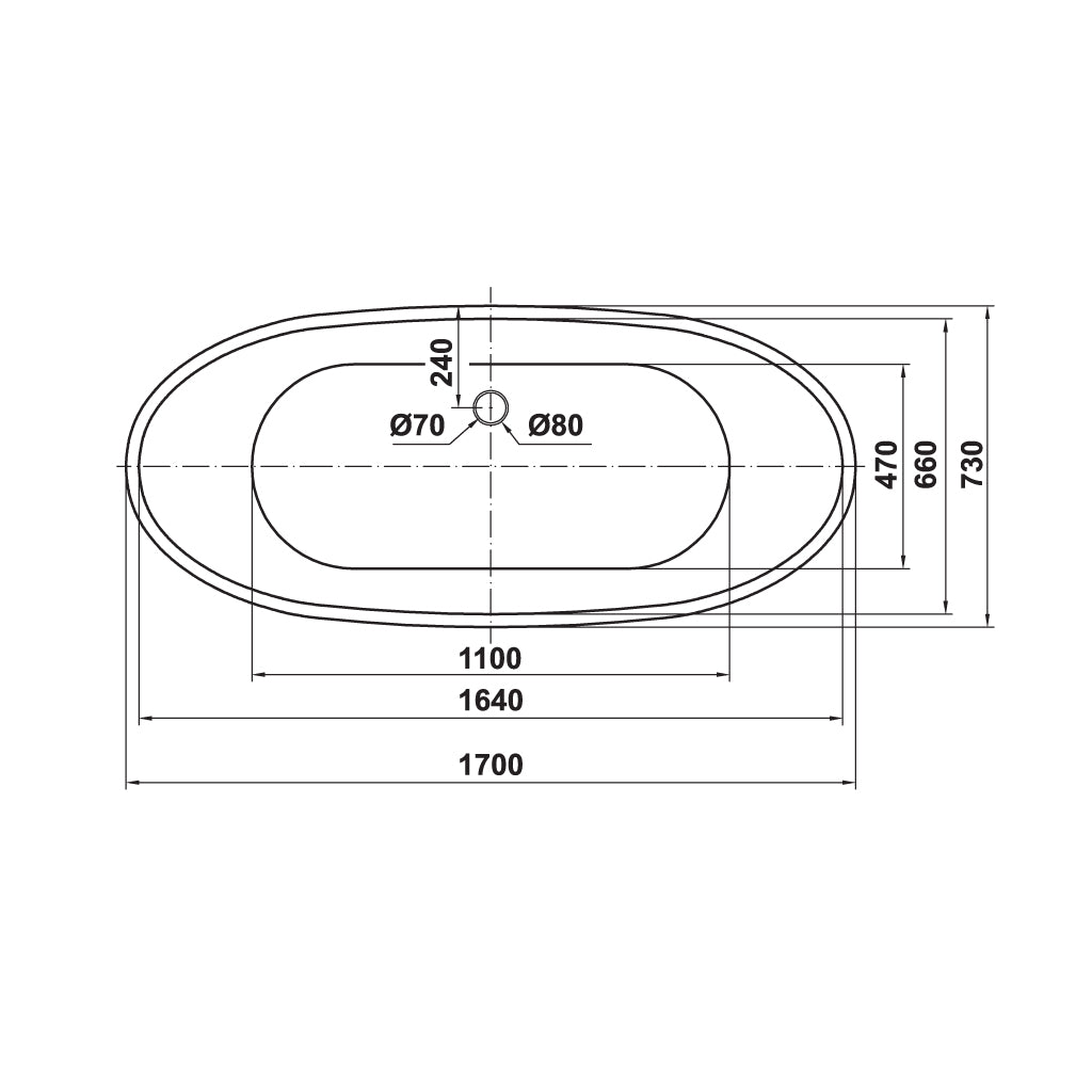 Bồn tắm độc lập Hafele - Nagoya hình bầu dục 1700