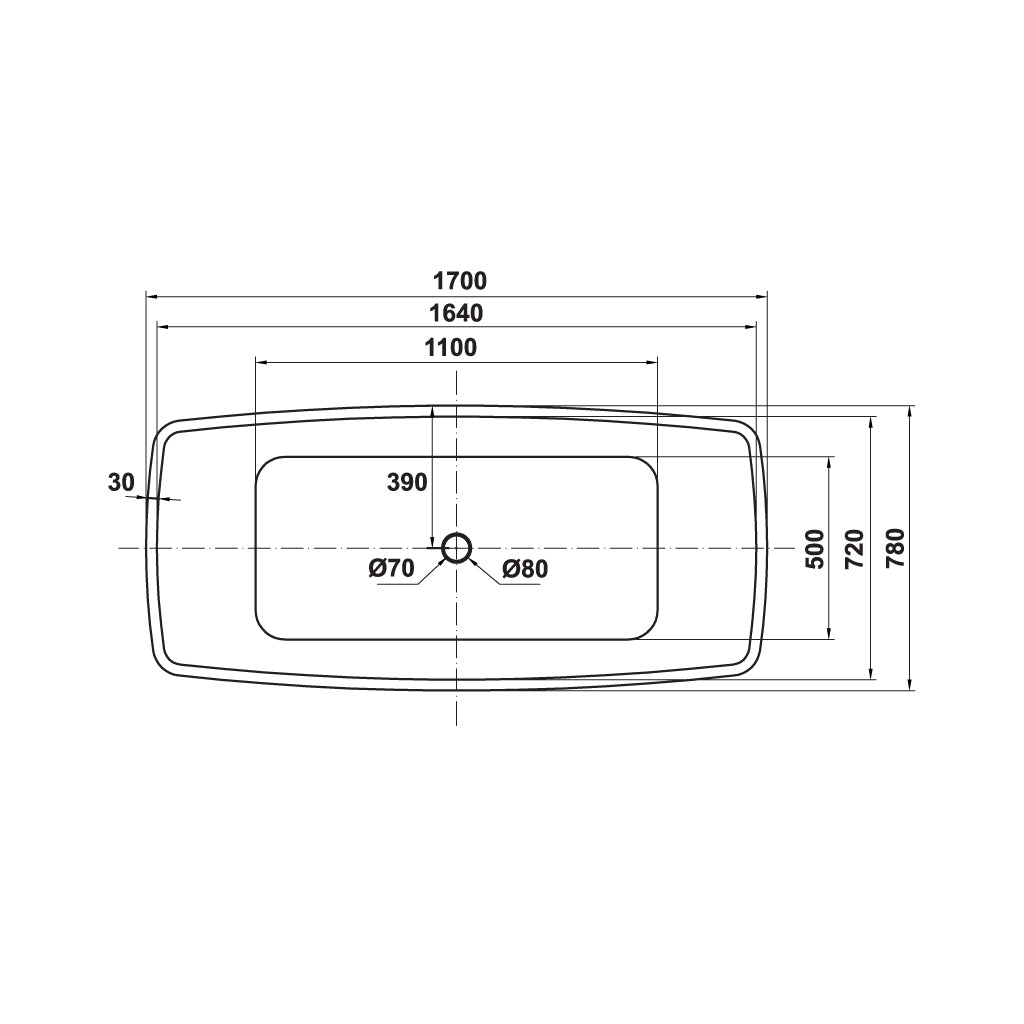 Bồn tắm độc lập Hafele - Nagoya hình chữ nhật 1700