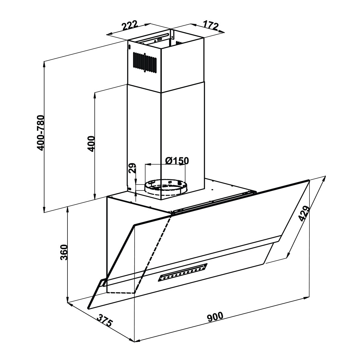 Máy hút mùi gắn tường Hafele HC-H902WB