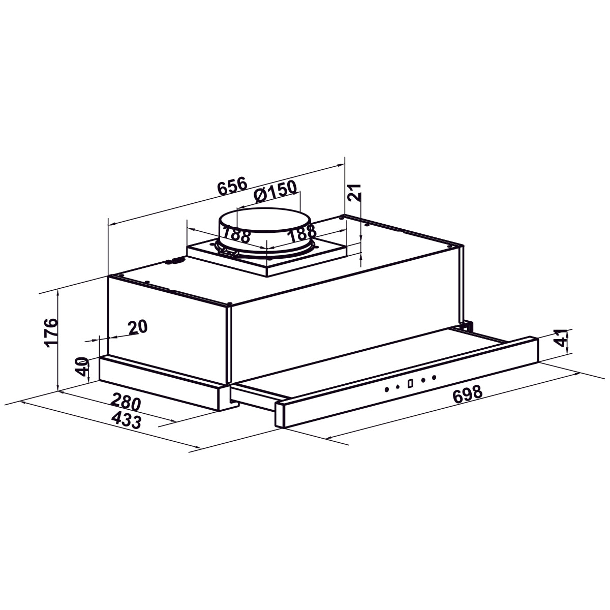 Máy hút mùi âm tủ Hafele HC-H7031TB