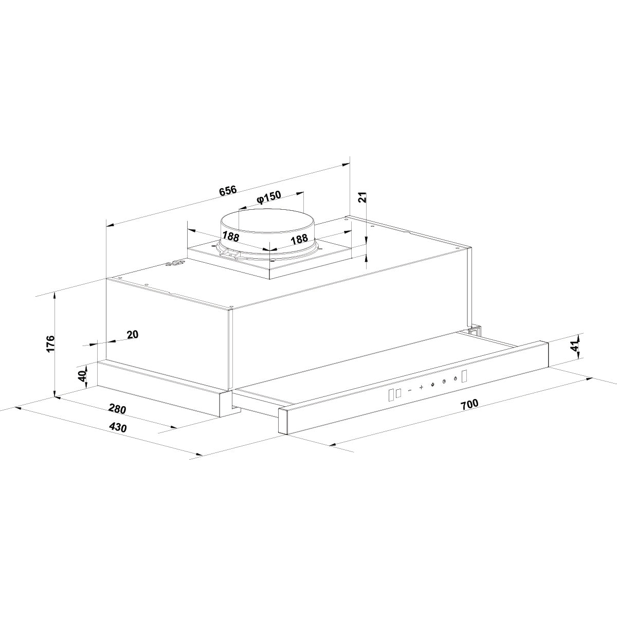 Máy hút mùi âm tủ Hafele HC-H7032TB
