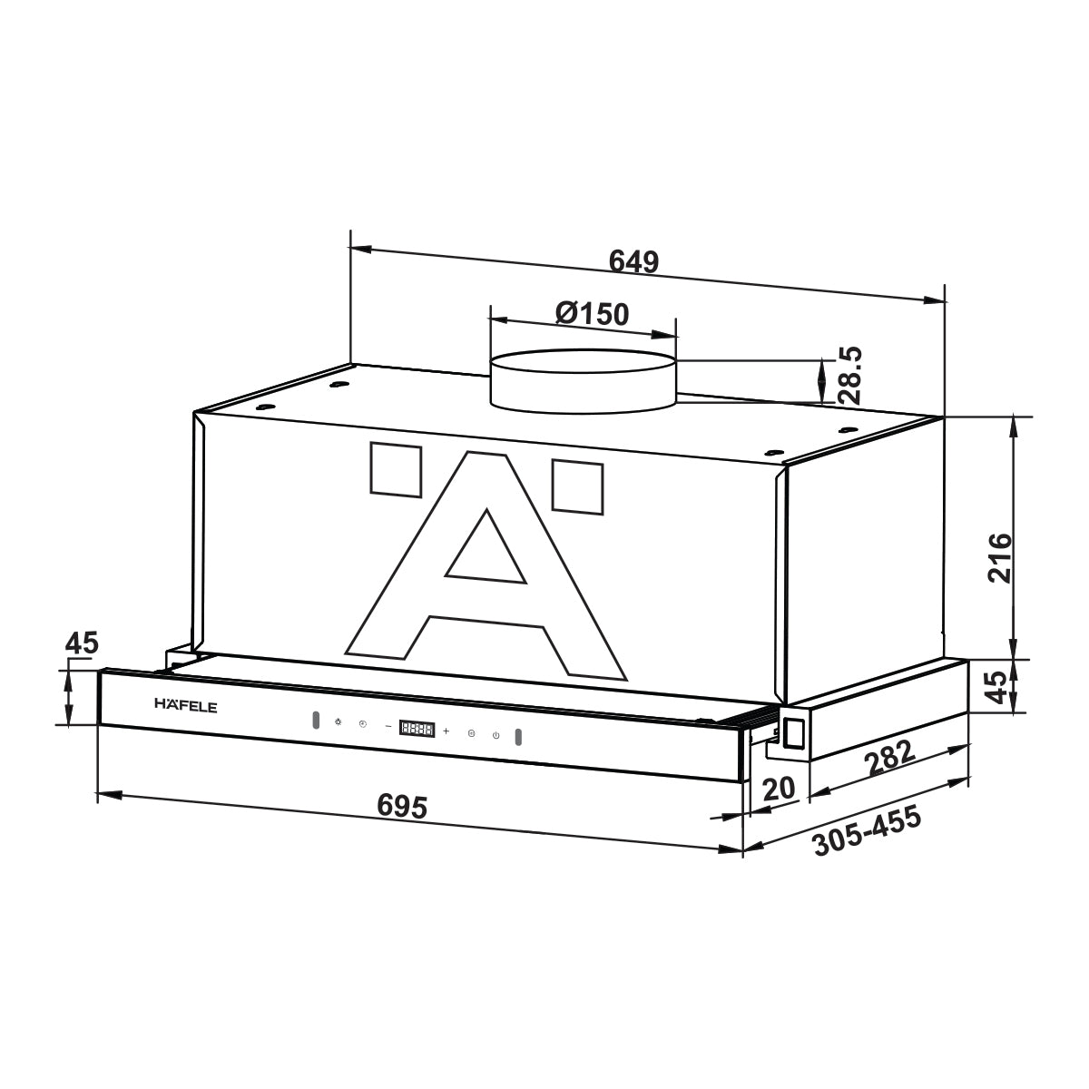 Máy hút mùi âm tủ Hafele HC-H7034TB