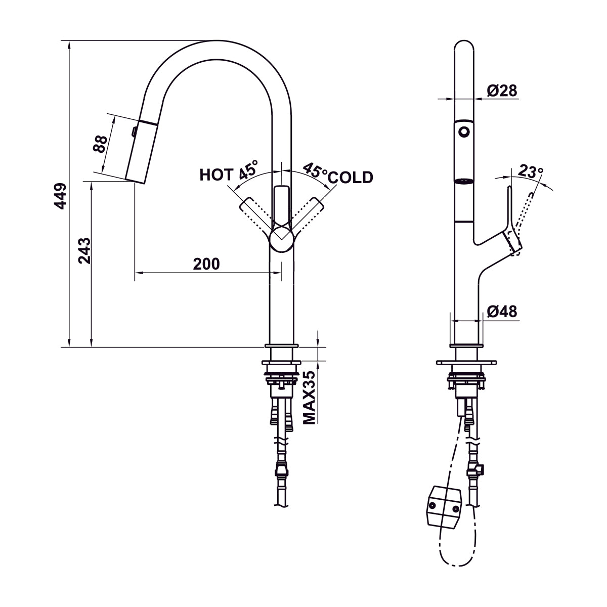 Vòi bếp Hafele LUX-P HT25-SH1F449