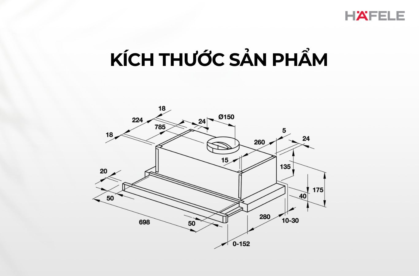 Máy hút mùi âm tủ Hafele HC-BI70B