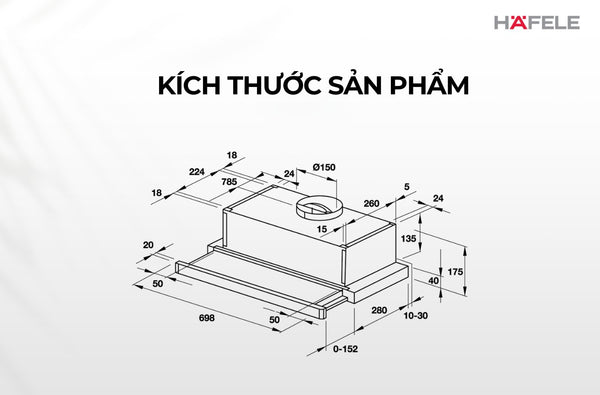 Máy hút mùi âm tủ Hafele HC-BI70B