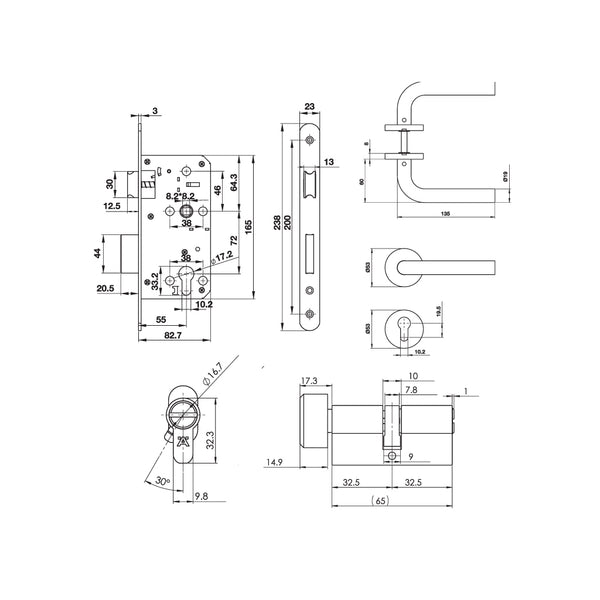 Bộ tay nắm Hafele nắp chụp tròn kiểu G1