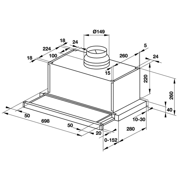 Máy hút mùi âm tủ mặt kính đen Hafele HH-SG70A