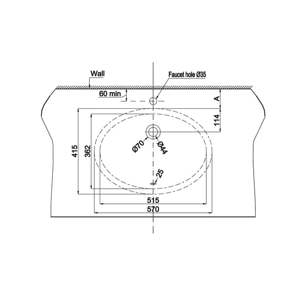 Chậu sứ âm bàn Hafele - Sapporo 570