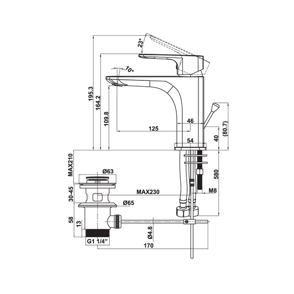 Vòi trộn Hafele Kobe 100 chrome có bộ xả kéo