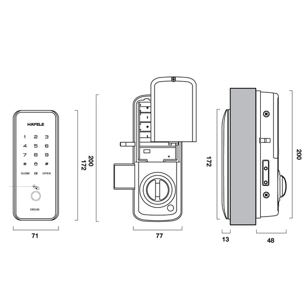 Khóa điện tử Hafele ER5100 (Không bao gồm Pin)